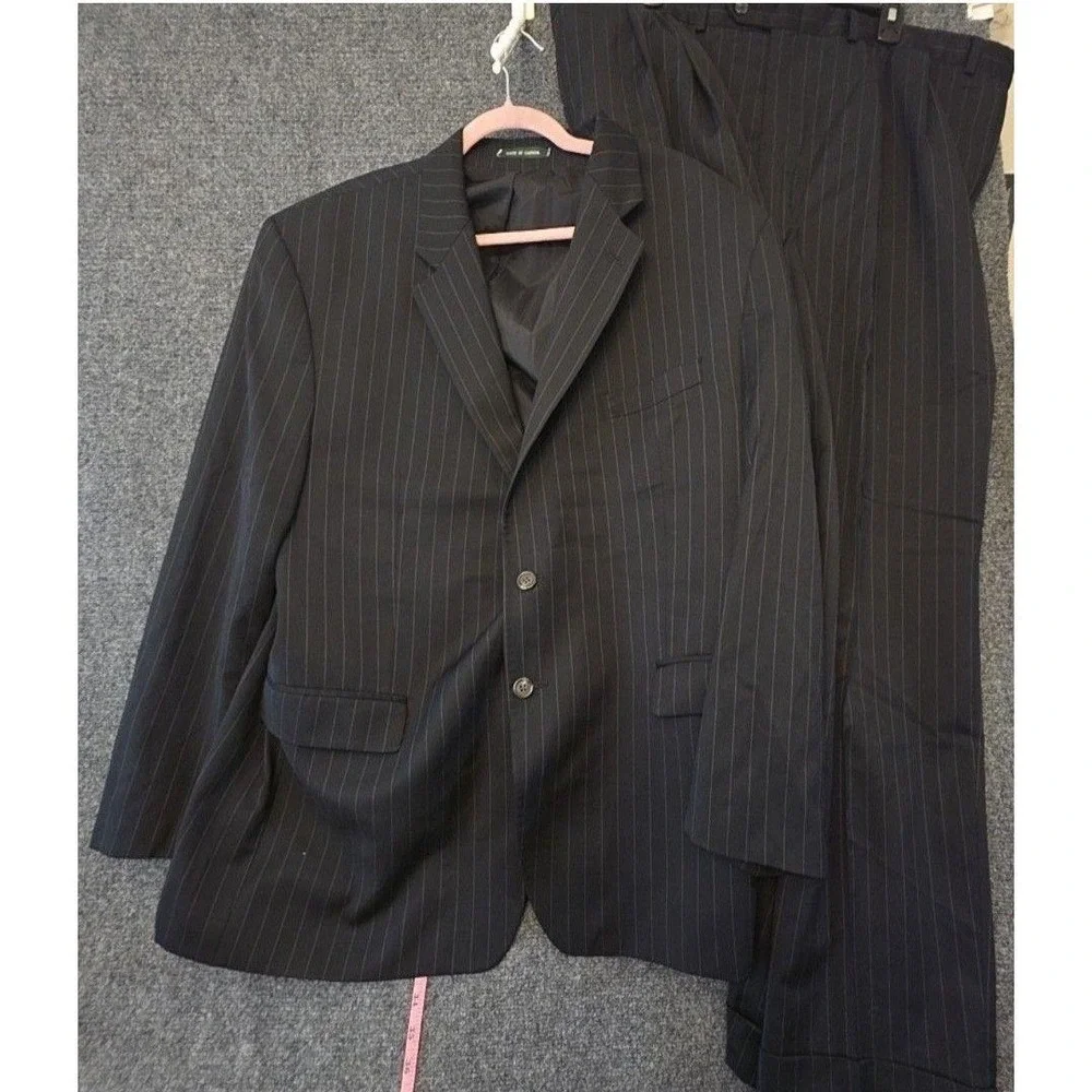Lauren Ralph Lauren Suit Mens 48 44x32 Black Wool 2 Piece Jacket Pants Formal